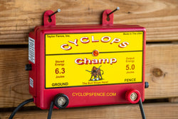 Cyclops CHAMP, 5 Joule, 50 Acre, 110V AC Powered Energizer | Free USA Shipping - CYCLOPS ELECTRIC FENCE CHARGERS