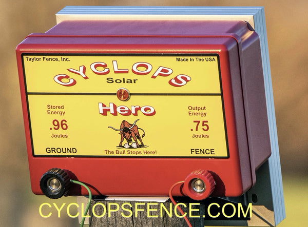 Cyclops HERO, 1.5 Joule, 15 Acre, Solar Powered Electric Fence Charger Energizer | Free USA Shipping -